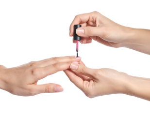 Professional manicure process with gel polish application step