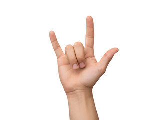 Hand Gesture Symbolizing Love and Affection in Isolated Background
