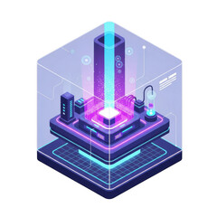 Futuristic holographic technology core isolated on transparent background