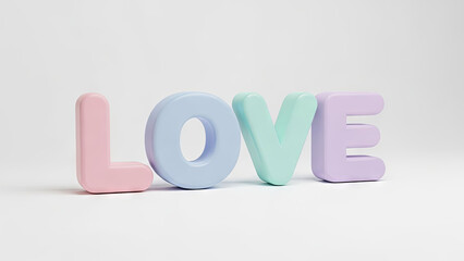 Pastel 3D Love Text Rendering