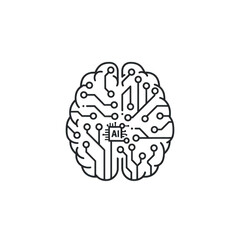 Artificial intelligence brain circuit board icon isolated on transparent background
