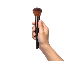 Hand Holding Makeup Brush for Cosmetic Application on Skin