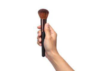 Hand Holding Makeup Brush for Cosmetic Application on Skin