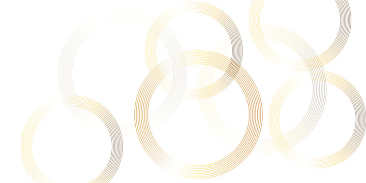 Elegant golden lines forming interconnected and overlapping circles on a pristine white background
