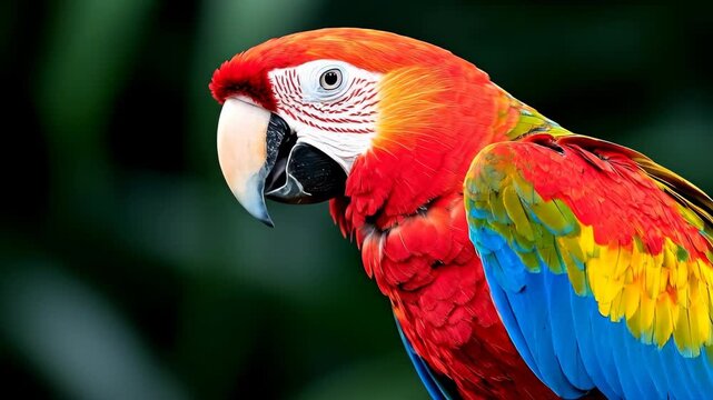 A stunning shot featuring a vibrant parrot. The bird is in focus, showcasing its impressive plumage