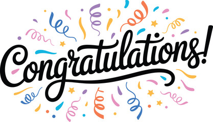 Colorful Congratulations Text with Celebration confetti