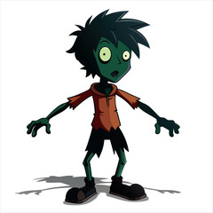 Lurching zombie character illustration vector cartoon isolated on white background