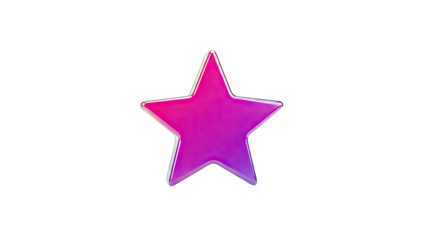 3D Glossy Star Shape with Pink Purple Gradient on transparent background