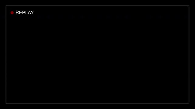 Video camera replay screen animation overlay on a transparent  background, Replay screen animation video 4K