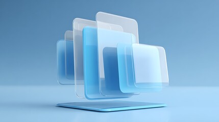 Conceptual smart product mockup with switchable interfaces in sky blue