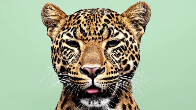 Close-up of a leopard's face, showcasing its fur pattern and whiskers