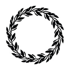 Elegant Black Leaf Wreath Vector Frame