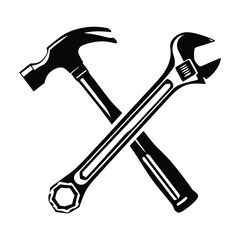 Crossed Hammer and Wrench Tools Icon