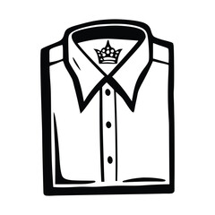 Elegant Folded Shirt with Crown Icon Vector Illustration