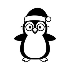 Minimalist vector illustration of an adorable penguin character.