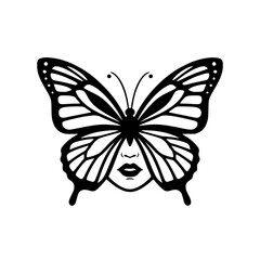 Butterfly Woman Face Vector Illustration