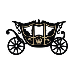 Elegant Royal Carriage Vector Illustration with Gold Ornate Details