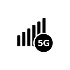 Black 5G signal icon silhouette