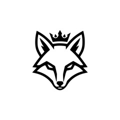 Minimalist fox head logo with crown