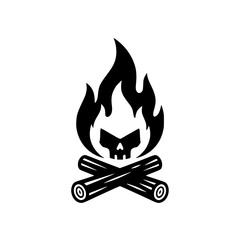 Bonfire logo with skull silhouette and crossed firewood