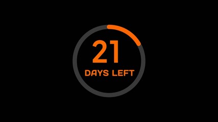 Countdown timer number illustration.  21 Days left countdown timer.