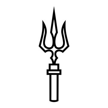 Iconic Trident of Poseidon Line Vector Illustration