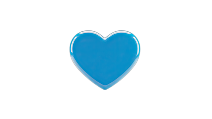 3D Blue heart symbol on transparent background