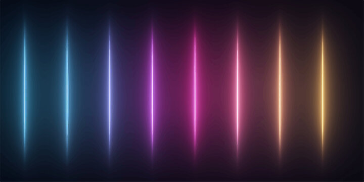 Abstract colorful background with glowing lines and bright digital waves creates a vibrant motion design featuring a rainbow aurora of light across a dark technology backdrop - Powered by Adobe