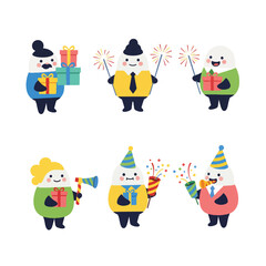Naklejka premium Celebrate 2026 new year party occasion with diverse vector set icons. Gathering signs of cheer, excitement, giving, celebration sparkle