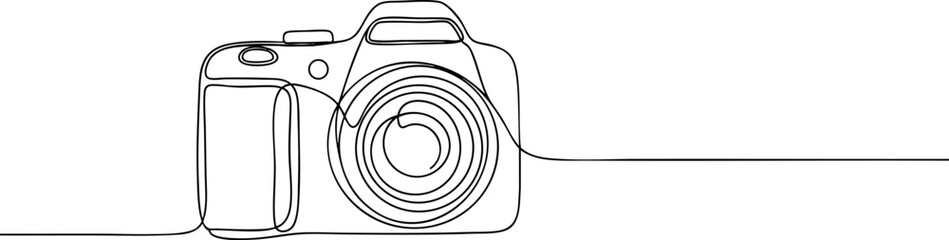 Minimalist DSLR Camera Continuous Line Art Illustration for Photography