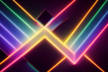 Neon Chevron Cascade: Overlapping Rainbow Beams and a Hidden Diamond Node Form a Futuristic Layered V Pattern of Glowing Spectrum Light Across the Deep Digital Canvas   © George