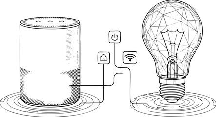 Smart Home Voice Assistant Controlling Wireless Connected Light Bulb