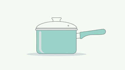 Obraz premium Illustration of a light blue cooking pot with lid and handle.