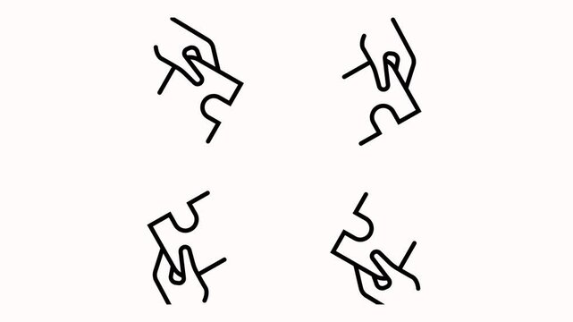 Collaboration animated icon, Puzzle pieces animated icon. Business concept. 4k