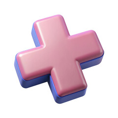 Obraz premium A pink plus sign on a transparent background with a black surrounding area