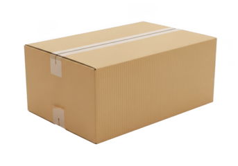 A brown cardboard box on transparent background