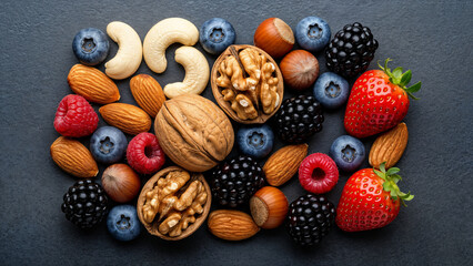 nuts, cashew and berries