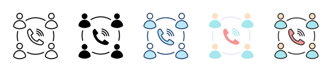 Conference Call Icon Set Multiple Style Collection