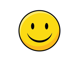 Fototapeta premium Smiling yellow face with black outline