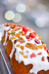 Beautifully decorated traditional Christmas cake.