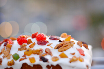 Beautifully decorated traditional Christmas cake.