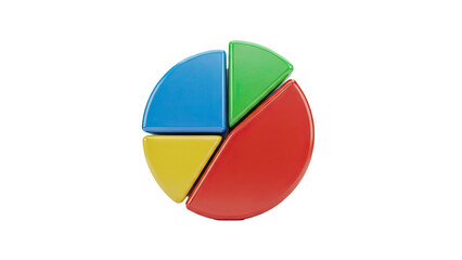 3D Colorful 3D Pie Chart Segments Isolated on Transparent Background