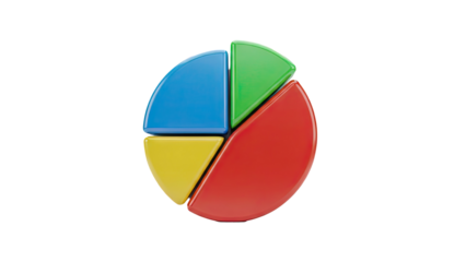 3D Colorful 3D Pie Chart Segments Isolated on Transparent Background