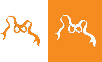 Intertwined Orange and White Ribbons and a wedding ring