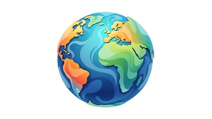 Obraz premium Stylized globe illustration world map vector design isolated