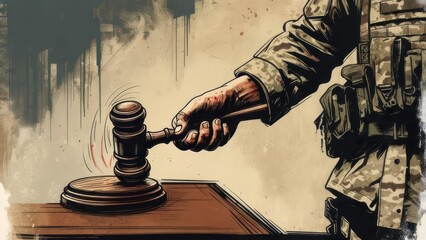 Military figure striking a gavel