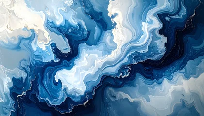 Crédence de cuisine Cristaux Melting Arctic ice caps swirling in deep blue hues showcasing climate change impact globally  © Salam