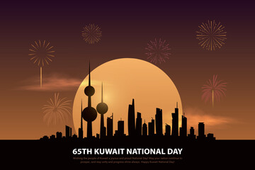 25th February celebrating 65th kuwait national day. Creative vector illustration design.