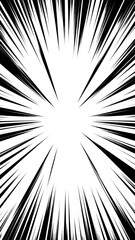 中央に余白のある漫画風集中線背景｜インパクトのあるモノクロ効果線・アニメ演出用