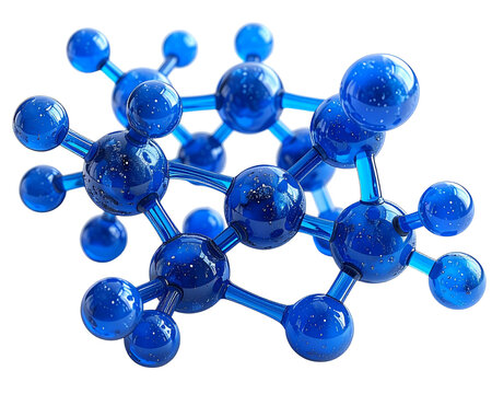 Blue 3D molecular model featuring atoms represented png - Powered by Adobe